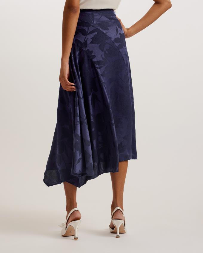 Jupe Ted Baker Asymmetric Jacquard Midi Bleu Marine Femme | UBU-98674027